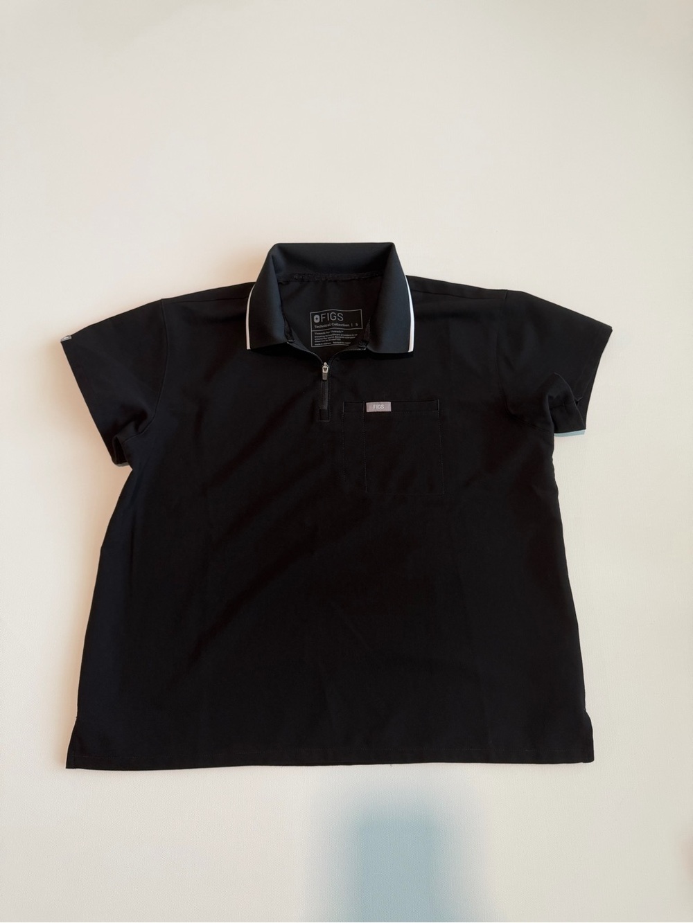 Figs Jasper Technical Quarter Zip Scrub Polo Black Size Small Uniform Nurse